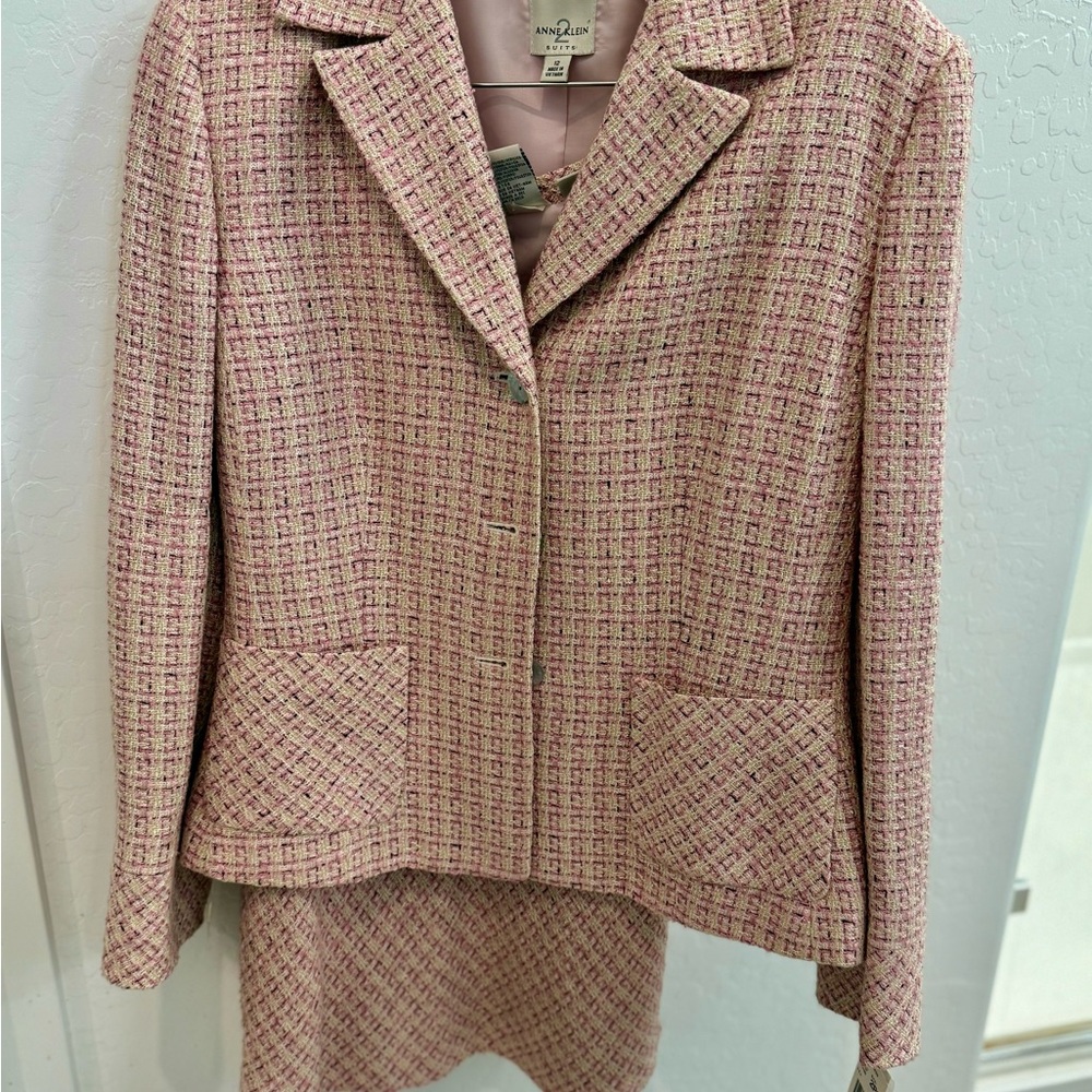 Vintage Ann Taylor Pink Tweed Women's Jacket and Skirt Set